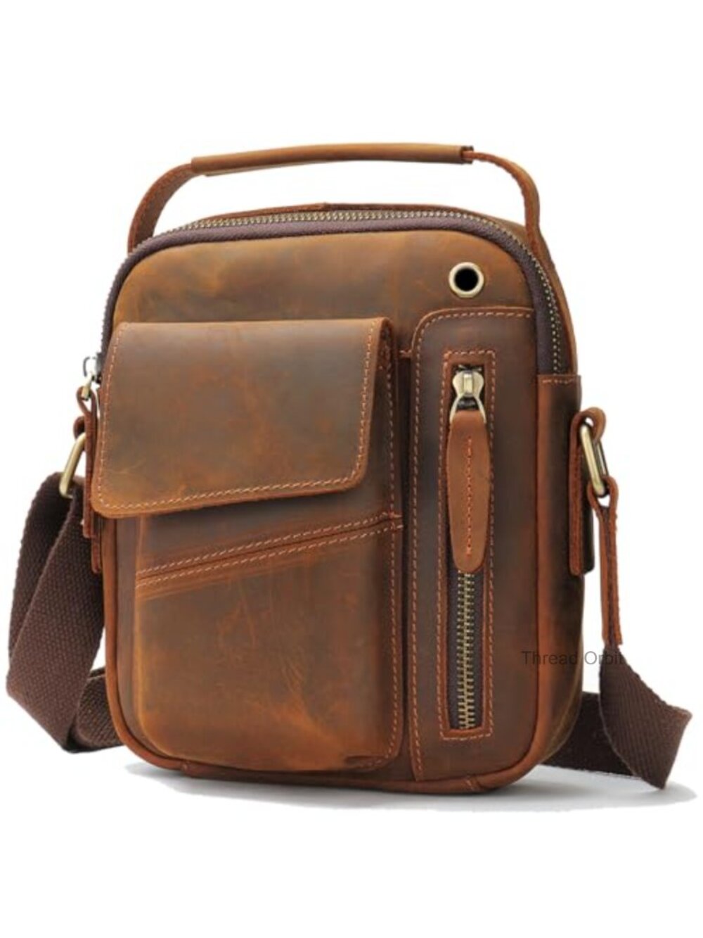 Genuine Leather Men's Crossbody Sling Bag Small Messenger Shoulder Satchel